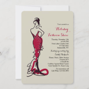 Invitación al desfile de moda de vestido borgoña