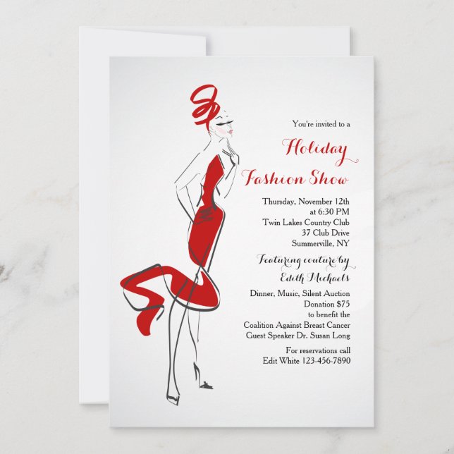 Invitación al desfile de moda In Vogue (Anverso)