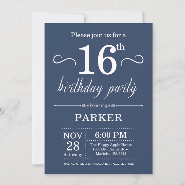Invitación al día 16 Azul (Anverso)
