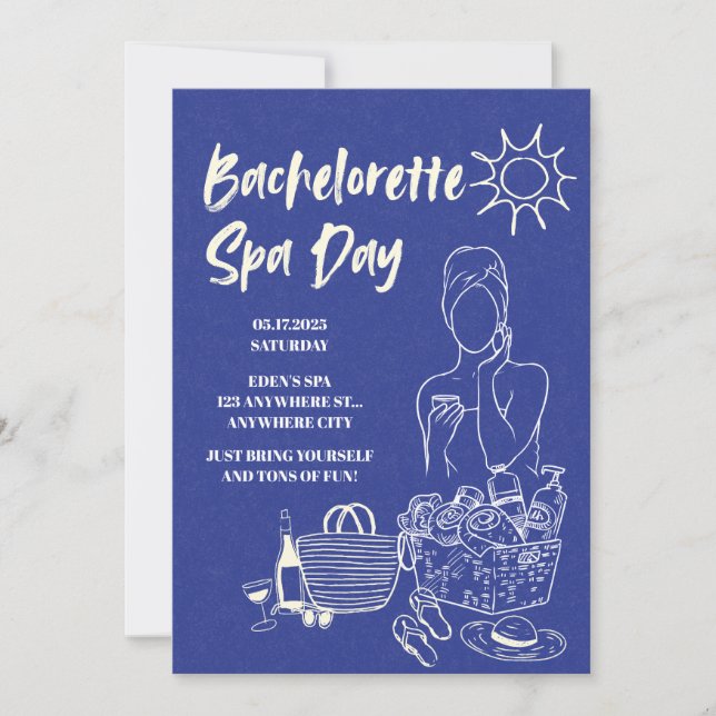 Invitación al Día de Bachelorette Spa (Anverso)