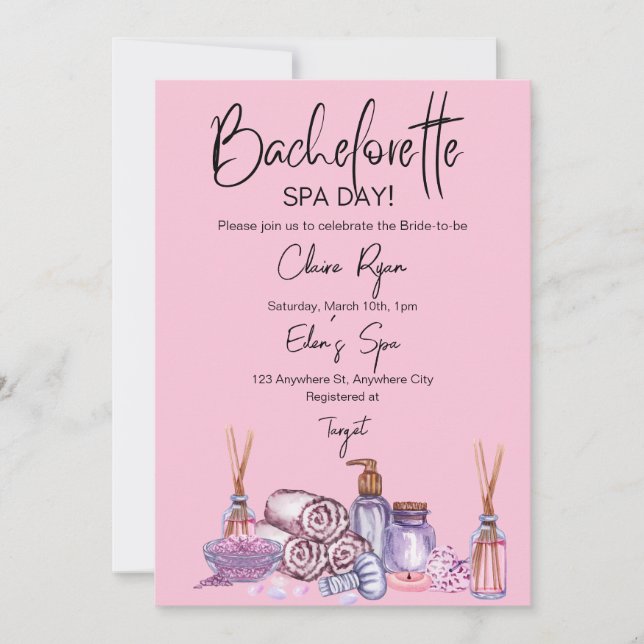 Invitación al Día de Bachelorette Spa (Anverso)