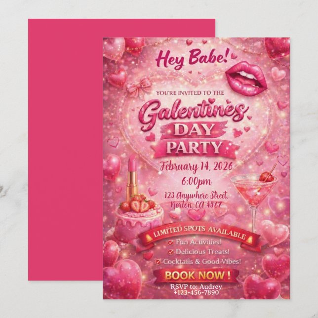 Invitación al Día de Galentine del Libro de Quemad (Anverso / Reverso)
