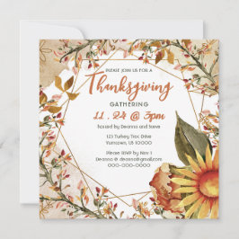 Invitación al día de gracias al girasol cuadrado o