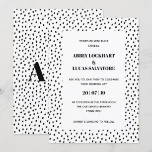 Invitación al Día de la Boda Moderna en Blanco y N