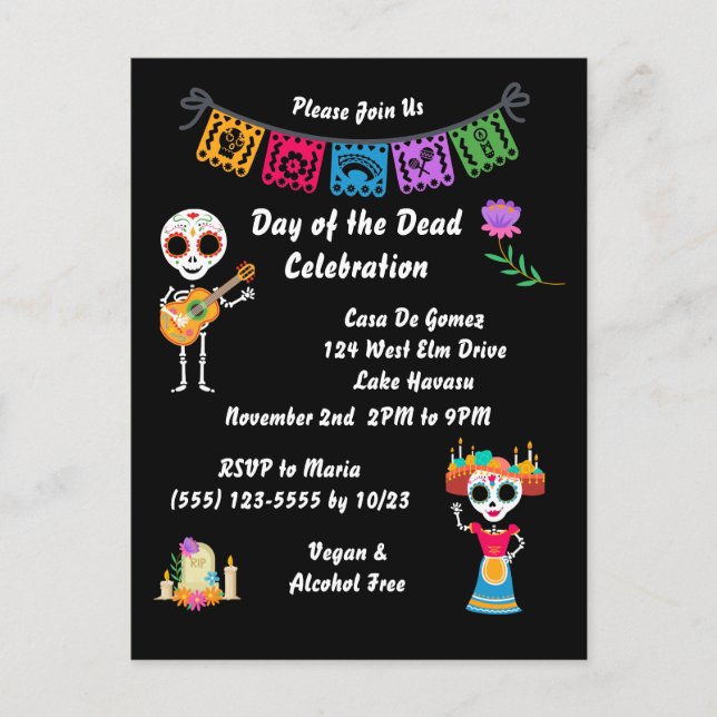 Invitación al Día de la Calavera del Azúcar Muerto (Anverso)