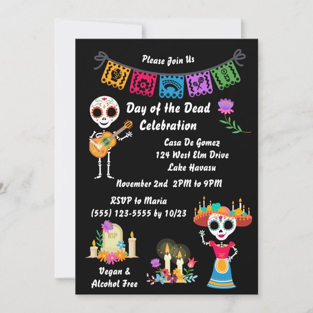 Invitación al Día de la Calavera del Azúcar Muerto (Anverso)