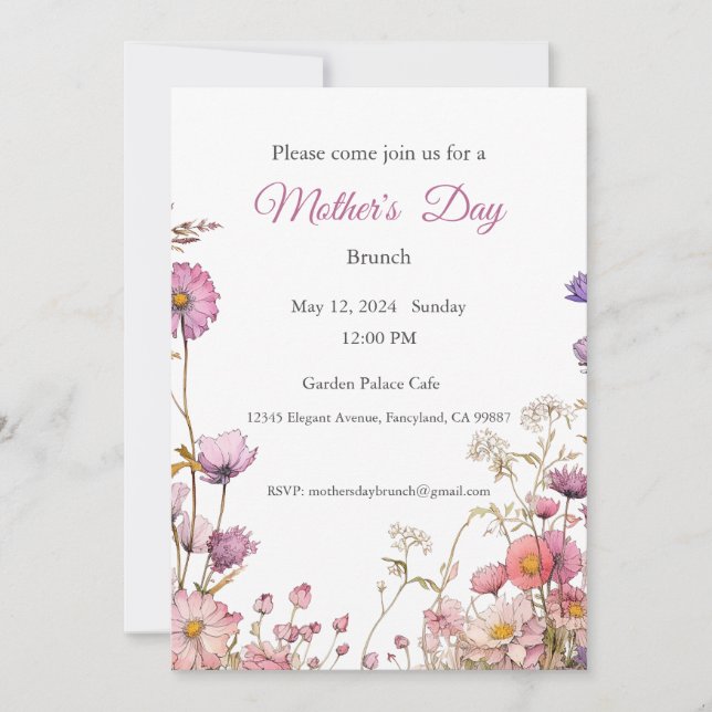 Invitación al Día de la Madre, almuerzo de brunch  (Anverso)