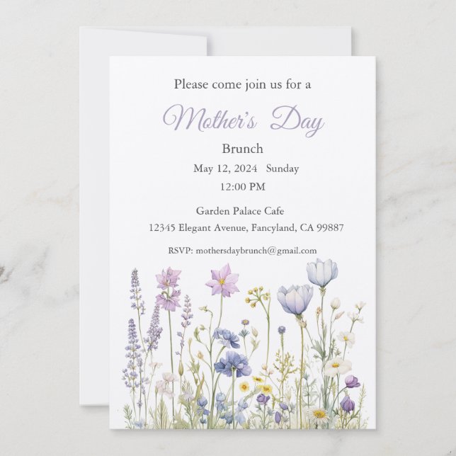 Invitación al Día de la Madre, almuerzo de brunch  (Anverso)