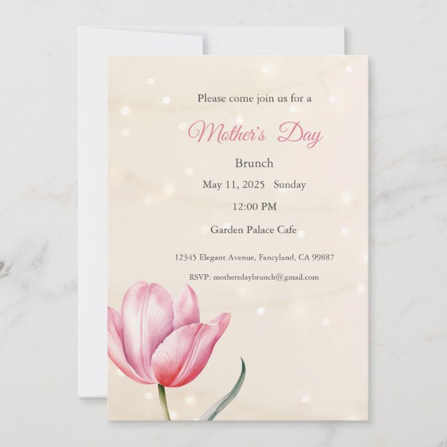 Invitación al Día de la Madre, almuerzo de brunch  (Anverso)