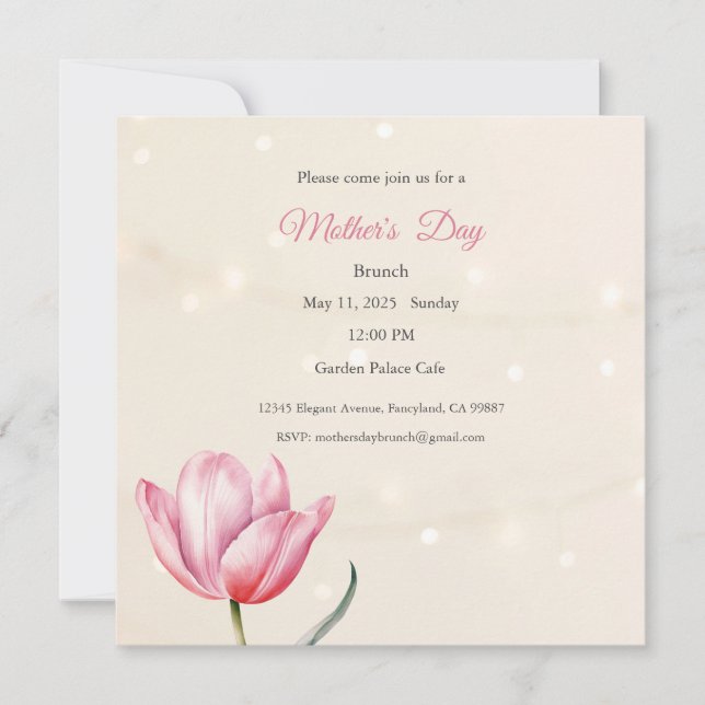 Invitación al Día de la Madre, almuerzo de brunch  (Anverso)