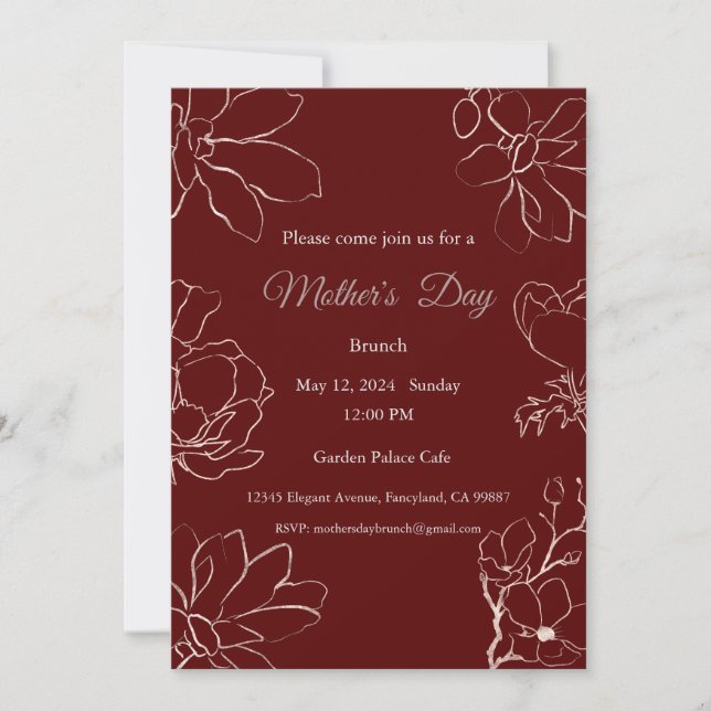 Invitación al Día de la Madre, almuerzo de brunch  (Anverso)