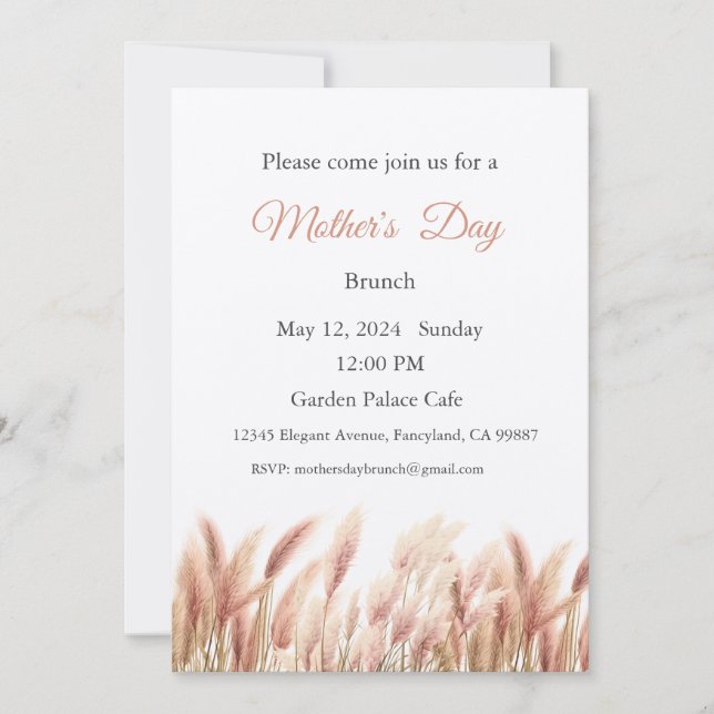 Invitación al Día de la Madre, almuerzo de brunch  (Anverso)