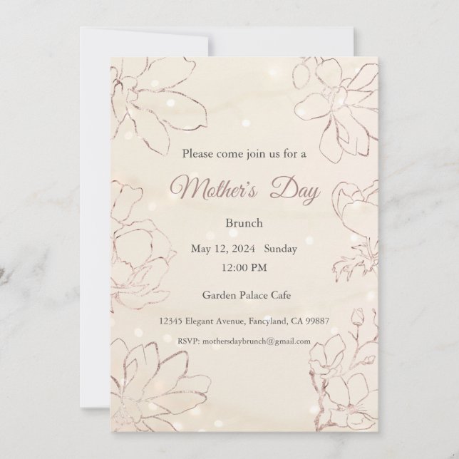 Invitación al Día de la Madre, almuerzo de brunch  (Anverso)