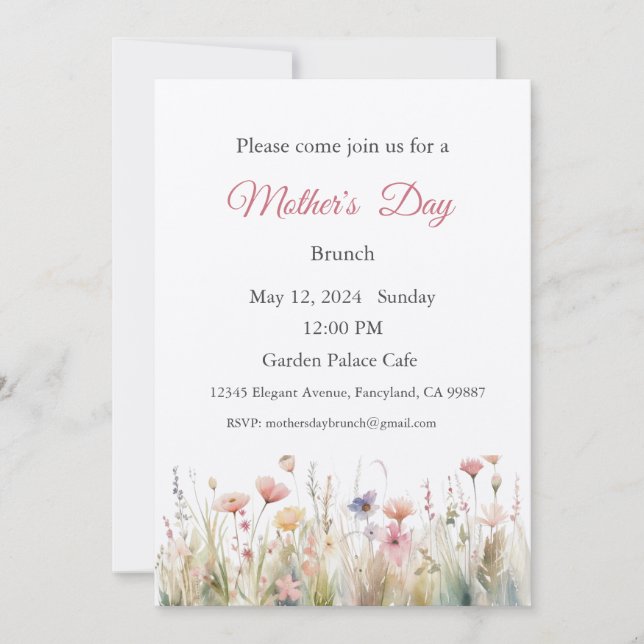 Invitación al Día de la Madre, almuerzo de brunch  (Anverso)