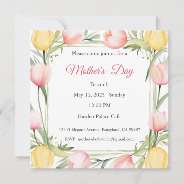 Invitación al Día de la Madre, almuerzo de brunch  (Anverso)