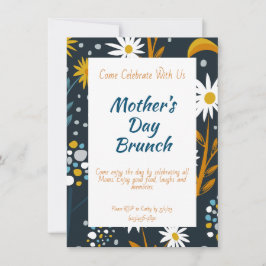 Invitación al Día de la Madre- Azul oscuro con flo