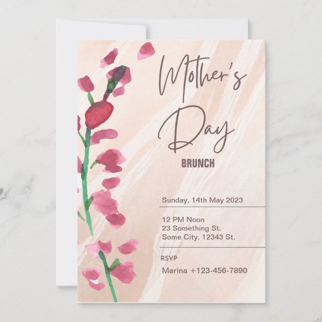 Invitación al Día de la Madre Blanca y Rosa Floral (Anverso)