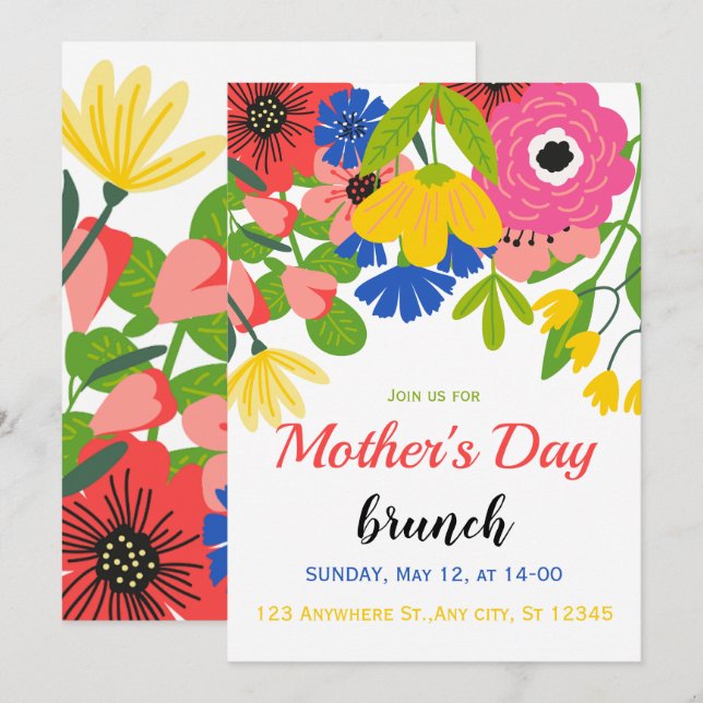 Invitación al Día de la Madre de Flora Blanca Verd (Anverso / Reverso)