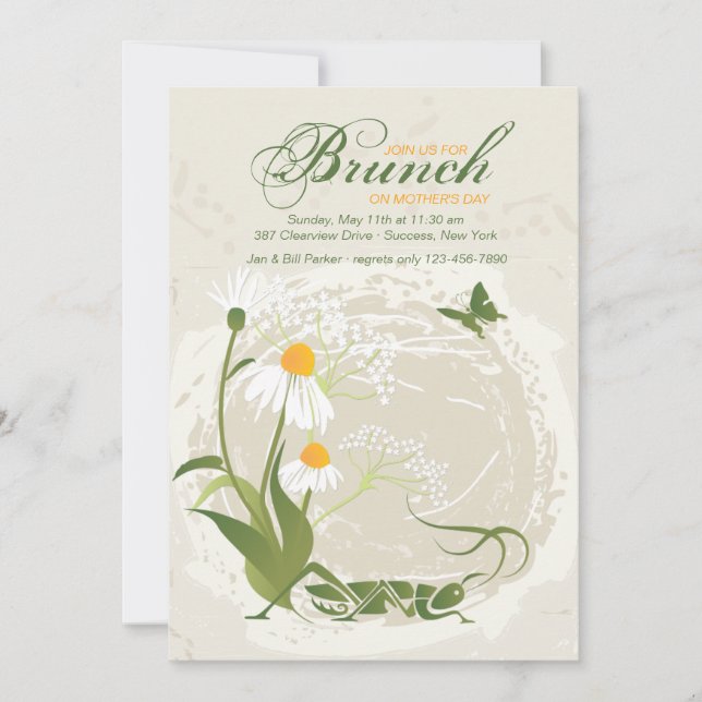 Invitación al Día de la Madre en las flores de ver (Anverso)