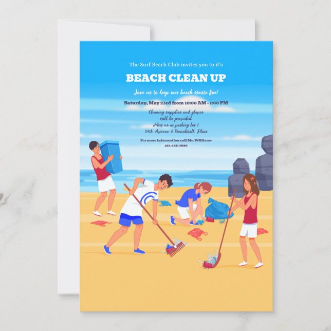 Invitación al Día de Limpieza de Playa (Anverso)