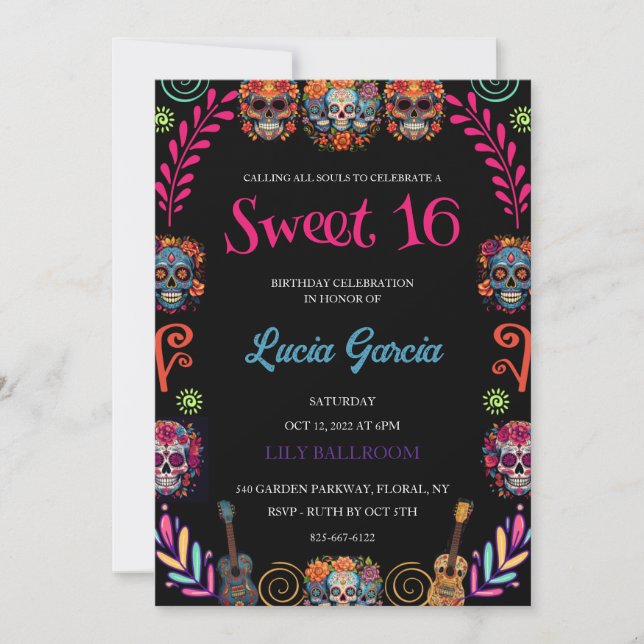 Invitación al Día de los Dulces Muertos 16 (Anverso)