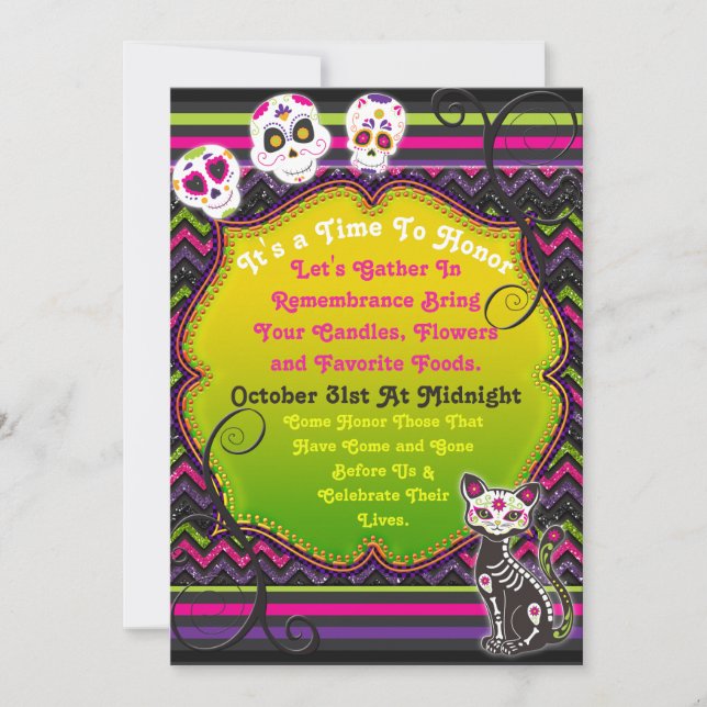 Invitación al Día de los Muertos de Calacas (Anverso)