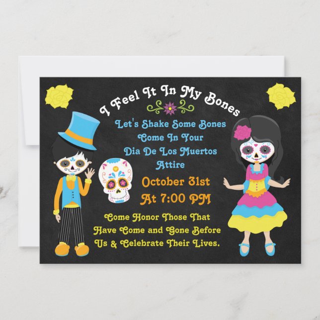Invitación al Día de los Muertos de Calacas (Anverso)