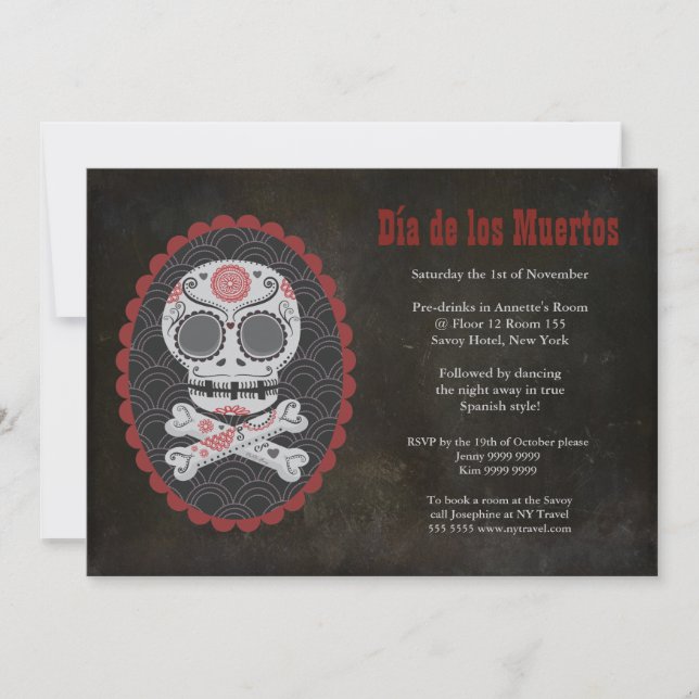 Invitación al Día de los Muertos del Fiesta Muerto (Anverso)