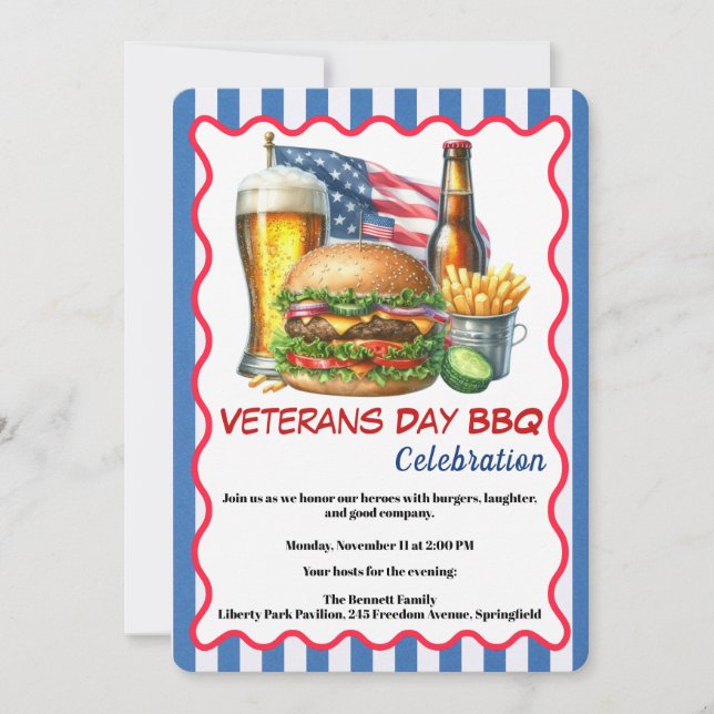 Invitación al Día de los Veteranos | BBQ en honor  (Anverso)