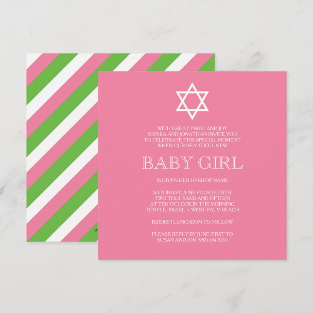 Invitación al Día de Nomenclatura Preppy - Moderno (Anverso / Reverso)