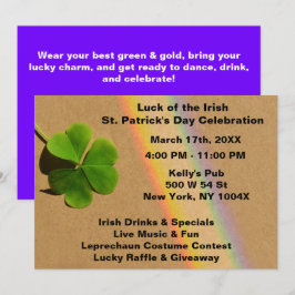 Invitación al día de San Patricio Arcoíris Púrpura