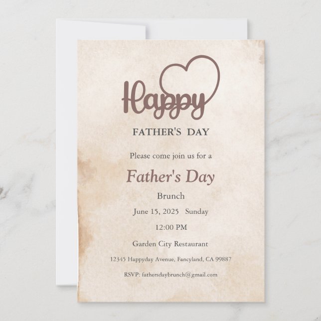 Invitación al Día del Padre, almuerzo de brunch de (Anverso)