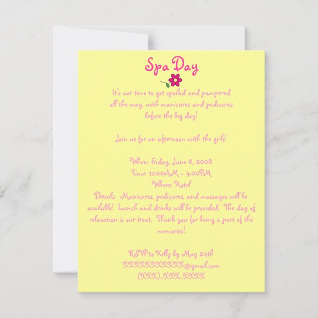 Invitación al Día del Spa (Anverso)