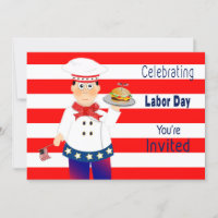 Invitación al Día del Trabajo, Chef Sirviendo Queb