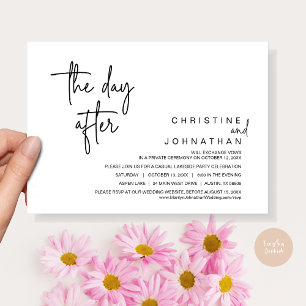 Invitación Al día siguiente, Boda Elopement Dinner Fiesta