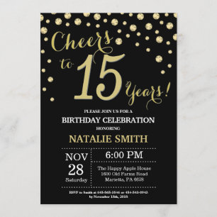 Invitación al diamante de 15 cumpleaños en negro y