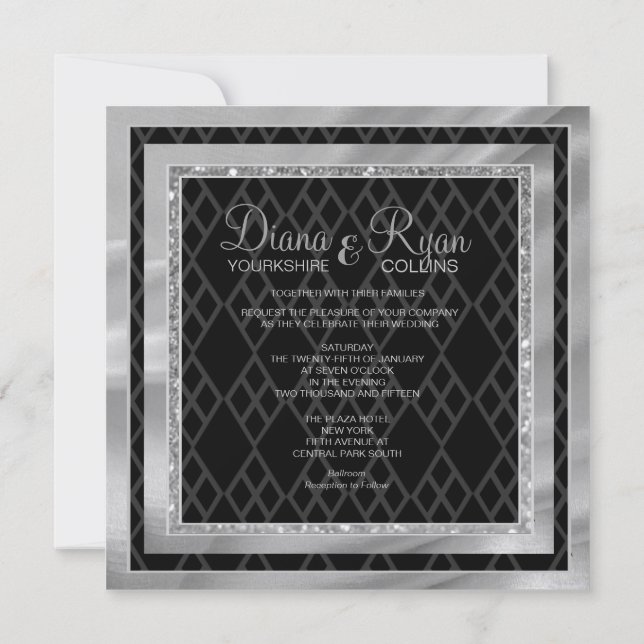 Invitación al diamante de lazo negro (Reverso)