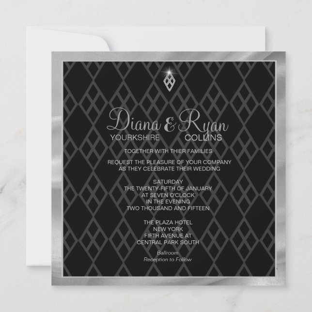 Invitación al diamante de lazo negro (Reverso)