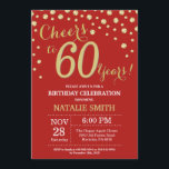 Invitación al Diamante de los 60 Años de Rojo y Or<br><div class="desc">Invitación de cumpleaños número 60 con fondo de diamante Purpurina rojo y oro. Confetti de oro. Cumpleaños de adultos. Cumpleaños de hombres o mujeres.
Para más personalización,  haga clic en el botón "Personalizar" y utilice nuestra herramienta de diseño para modificar esta plantilla.</div>