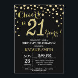 Invitación al diamante negro y dorado 21 cumpleaño<br><div class="desc">Invitación de cumpleaños 21 con fondo de diamante negro y Purpurina de oro. Confetti de oro. Cumpleaños de adultos. Cumpleaños de hombres o mujeres.
Para más personalización,  haga clic en el botón "Personalizar" y utilice nuestra herramienta de diseño para modificar esta plantilla.</div>