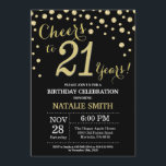 Invitación al diamante negro y dorado 21 cumpleaño<br><div class="desc">Invitación de cumpleaños 21 con fondo de diamante negro y Purpurina de oro. Confetti de oro. Cumpleaños de adultos. Cumpleaños de hombres o mujeres.
Para más personalización,  haga clic en el botón "Personalizar" y utilice nuestra herramienta de diseño para modificar esta plantilla.</div>