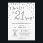 Invitación al Diamante Purpurina Plata por 21 cump<br><div class="desc">Invitación de cumpleaños número 21 con fondo de diamante Purpurina plateado. Confetti plateado. Cumpleaños de adultos. Cumpleaños de hombres o mujeres. Para más personalización,  haga clic en el botón "Personalizar" y utilice nuestra herramienta de diseño para modificar esta plantilla.</div>