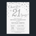 Invitación al Diamante Purpurina Plata por 21 cump<br><div class="desc">Invitación de cumpleaños número 21 con fondo de diamante Purpurina plateado. Confetti plateado. Cumpleaños de adultos. Cumpleaños de hombres o mujeres. Para más personalización,  haga clic en el botón "Personalizar" y utilice nuestra herramienta de diseño para modificar esta plantilla.</div>