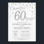 Invitación al diamante Purpurina plateado por sexa<br><div class="desc">Invitación de cumpleaños número 60 con fondo de diamante Purpurina plateado. Confetti plateado. Cumpleaños de adultos. Cumpleaños de hombres o mujeres. Para más personalización,  haga clic en el botón "Personalizar" y utilice nuestra herramienta de diseño para modificar esta plantilla.</div>