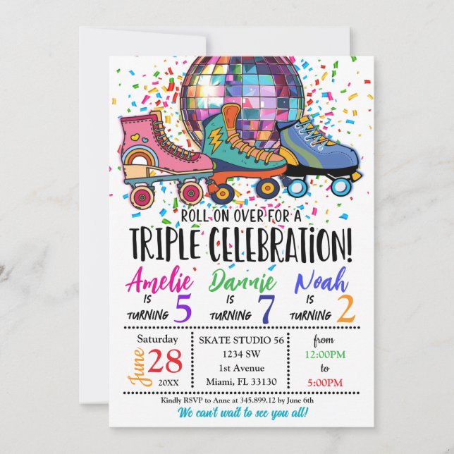 Invitación al Disco de Patinaje sobre Ruedas de Tr (Anverso)