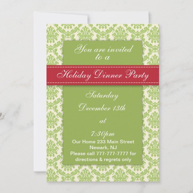 Invitación al diseño de Damask para Fiestas de vac (Anverso)