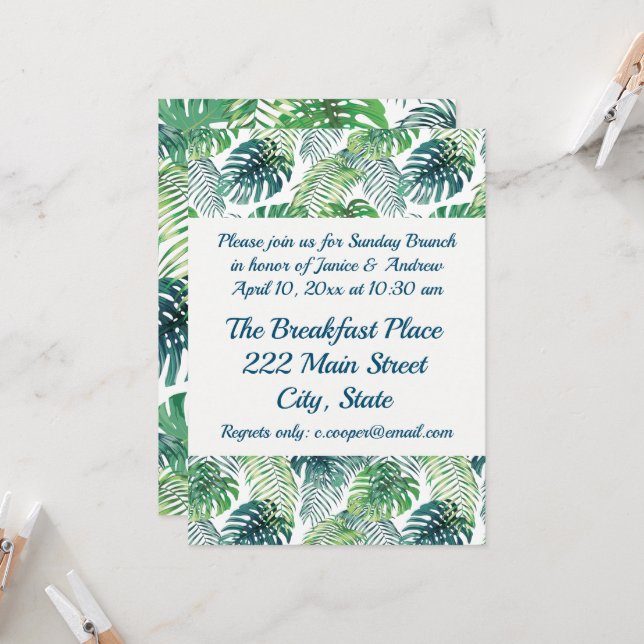 Invitación al diseño de hojas de selva tropical (Anverso/Reverso In Situ)