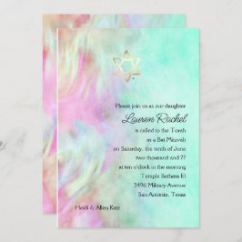 Invitación al diseño de tintes de Bat Mitzvah Aqua