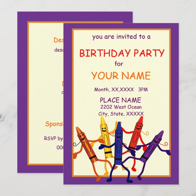 Invitación al diseño del Fiesta de cumpleaños Cray (Anverso / Reverso)