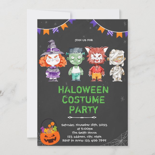 Invitación al disfraz de Halloween (Anverso)